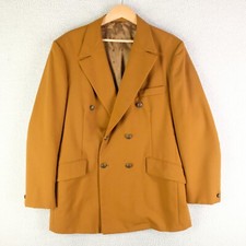 Vintage Blazer Mens 32R mustard yellow double breasted peak lapel Chest Pocket