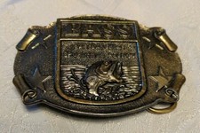 BASS Anglers Sportsman Society Fishing Vintage Belt Buckle Brass Made in the USA