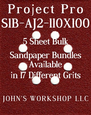 Project Pro S1B-AJ2-110X100 - 1/4 Sheet - 17 Grit - No-Slip - 5 Sandpaper Bulk