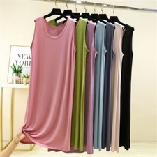 Women Sleeveless Modal Cotton Nightgown Sling Sleep Dress Casual Sleepwear