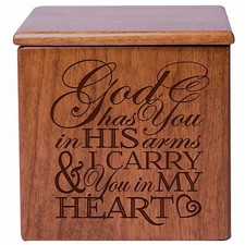 Modern Memorial Cremation Urn Box For Human Ashes 3.5" - God Has You In His Arms