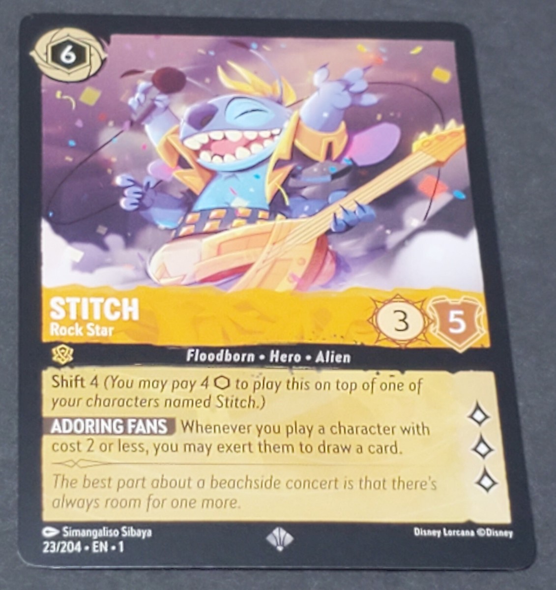 Disney Lorcana Stitch Rock Star 23/204 Super Rare NM Card Regular
