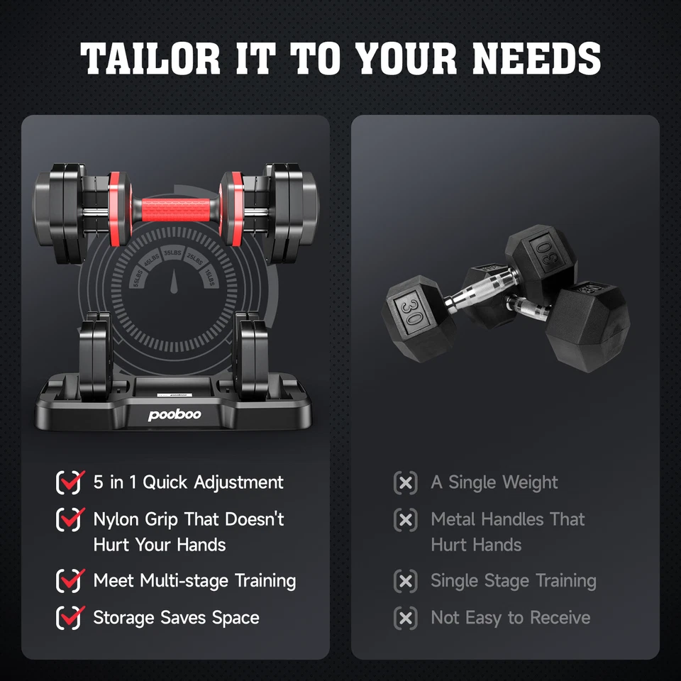 110 Lb Adjustable Dumbbells Set Weight Dumbbells Set Exercise Equipment Set 55*2 - Image 4 of 4