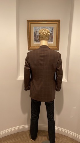 CANALI FOR BLOOMINGDALES' SPORT COAT/BLAZER BROWN PLAIDS 2 BUTTONS SIZE IT 50R - Picture 2 of 12