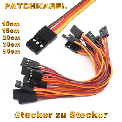 VUNIVERSUM® ✅ JR Servo Patch Kabel Stecker zu Stecker 10cm 15cm 20cm 30cm 50cm 26AWG 3Pin RC