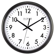 404-2634-INT La Crosse Clock Co. 13.5" Thinline Analog Quartz Wall Clock - Black