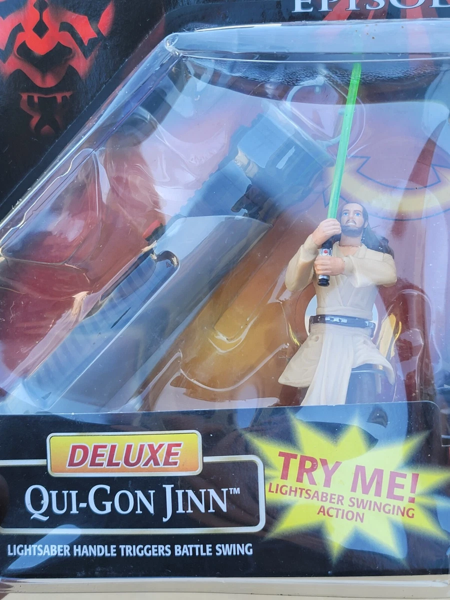 Star Wars Episode I Deluxe Qui-Gon Jinn Light Saber Swinging Action Figure