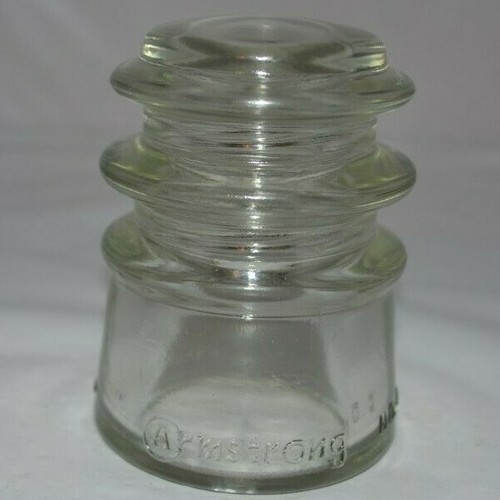 Armstrong's no 3  49 56  Clear Glass Insulator - 3" Tall Marked - Mint condition - Foto 1 di 10