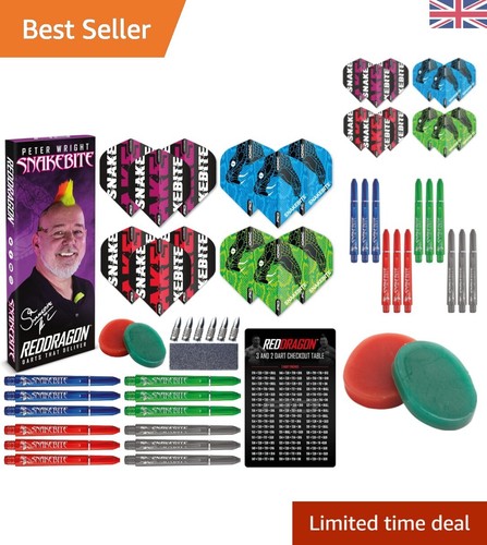 Comprehensive Peter Wright Snakebite Darts Accessory Set with Flights & Shafts
