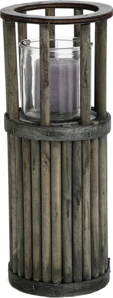 Rustic Primitive Poplar Wood Candle Holder Lantern Green 11-1/2" tall (lot 003A) - Image 2 of 2