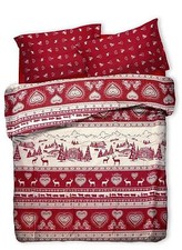 COMPLETO LENZUOLA MATRIMONIALE MOD. TIROLESE GARDENA ROSSO E BIANCO