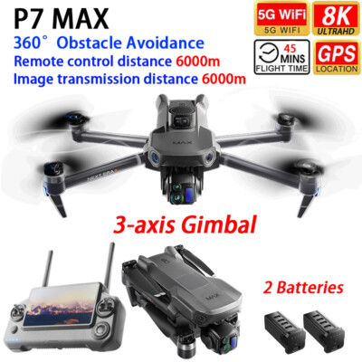 P7 Max RC Drone GPS 3-axis Gimbal 8K HD Camera 360° Obstacle