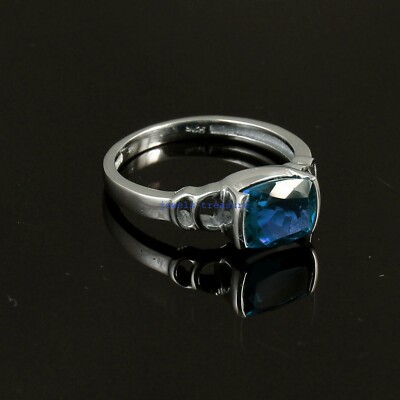 Natural London Blue topaz Gemstone 925 Sterling silver Ring for women's ...