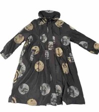 Bella Blue Black Windbreaker Jacket Mi Length Polka Dot Zip L/xl