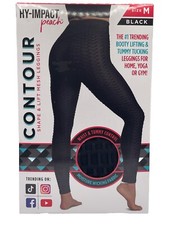 Hy-Impact Peach High-Waisted Leggings Contour Fit Women's Pants - Black M 