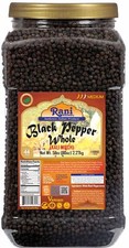 Rani Black Pepper Whole Peppercorns , Premium Indian MG-1 Grade 80oz PET Jar