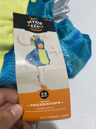 Infant Size 0-6M Adorable TRICERATOPS Dinosaur Halloween Costume Blue - Picture 2 of 2
