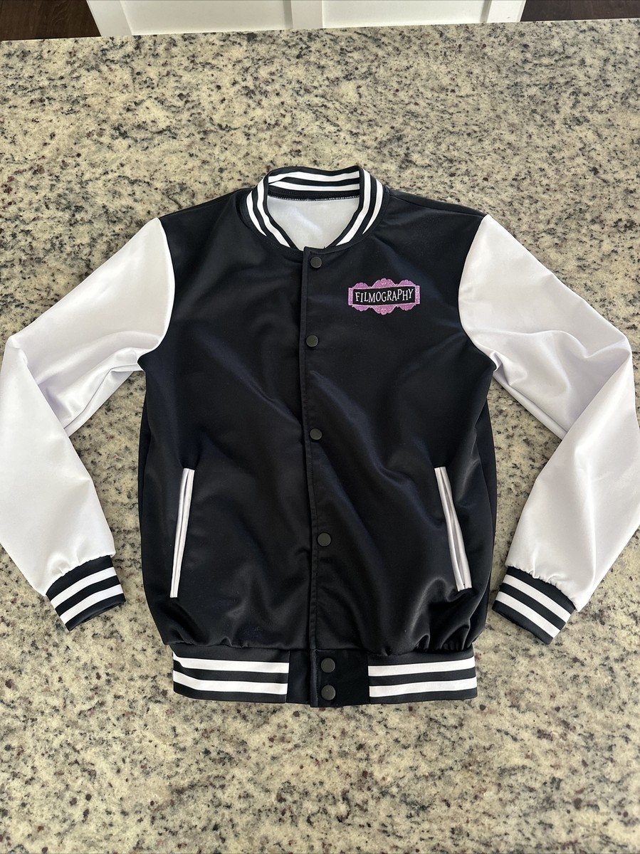 Beetlejuice Black White Striped Varsity Letterman Jacket Button