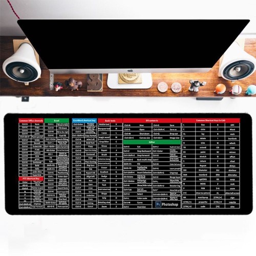 Super Large Keyboard Pad Rubber English Shortcut Keys Mouse Pad Office - Photo 6/12