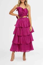 LEO LIN Violet Bustier and Midi Skirt Set Par...