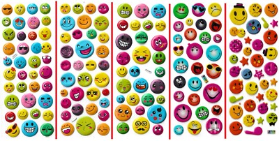 Stickers 3D puffy flat EMOJIS SMILES EMOTICONS     v2 round