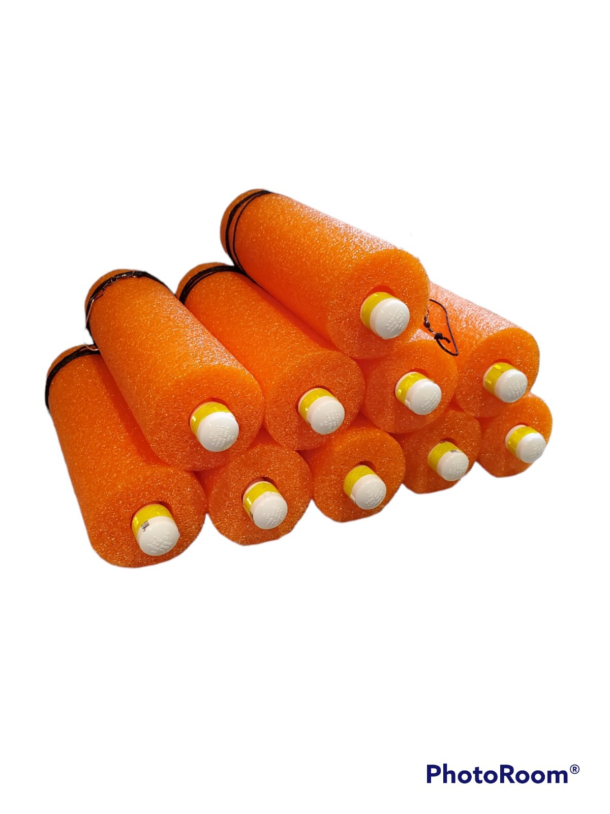 Catfish Jugline JUMBO Kayak fishing Noodle Jugs lot of 10 Orange Purp Yellow 3in