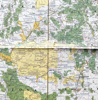 Map AZ NM UT CO Close Up USA 3 1988 Vintage National Geographic 22 x 34'' E36