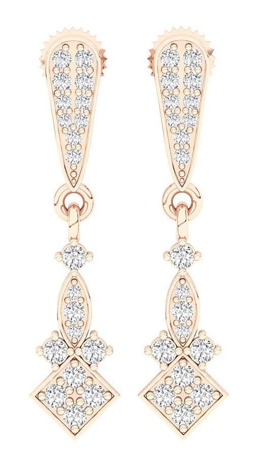 Pendientes araña colgantes de oro amarillo macizo de 14 quilates con diamantes naturales SI1 G 0,50 quilates Foto 3 de 4