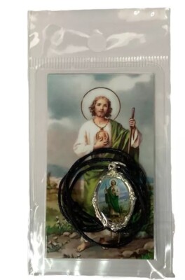 Medal St Jude Charm Pendant Medalla De San Judas Tadeo Cord Prayer Oracion