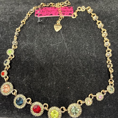 BETSEY JOHNSON NOSTALGIC POP STONE NECKLACE MULTI COLORED - Picture 3 of 3