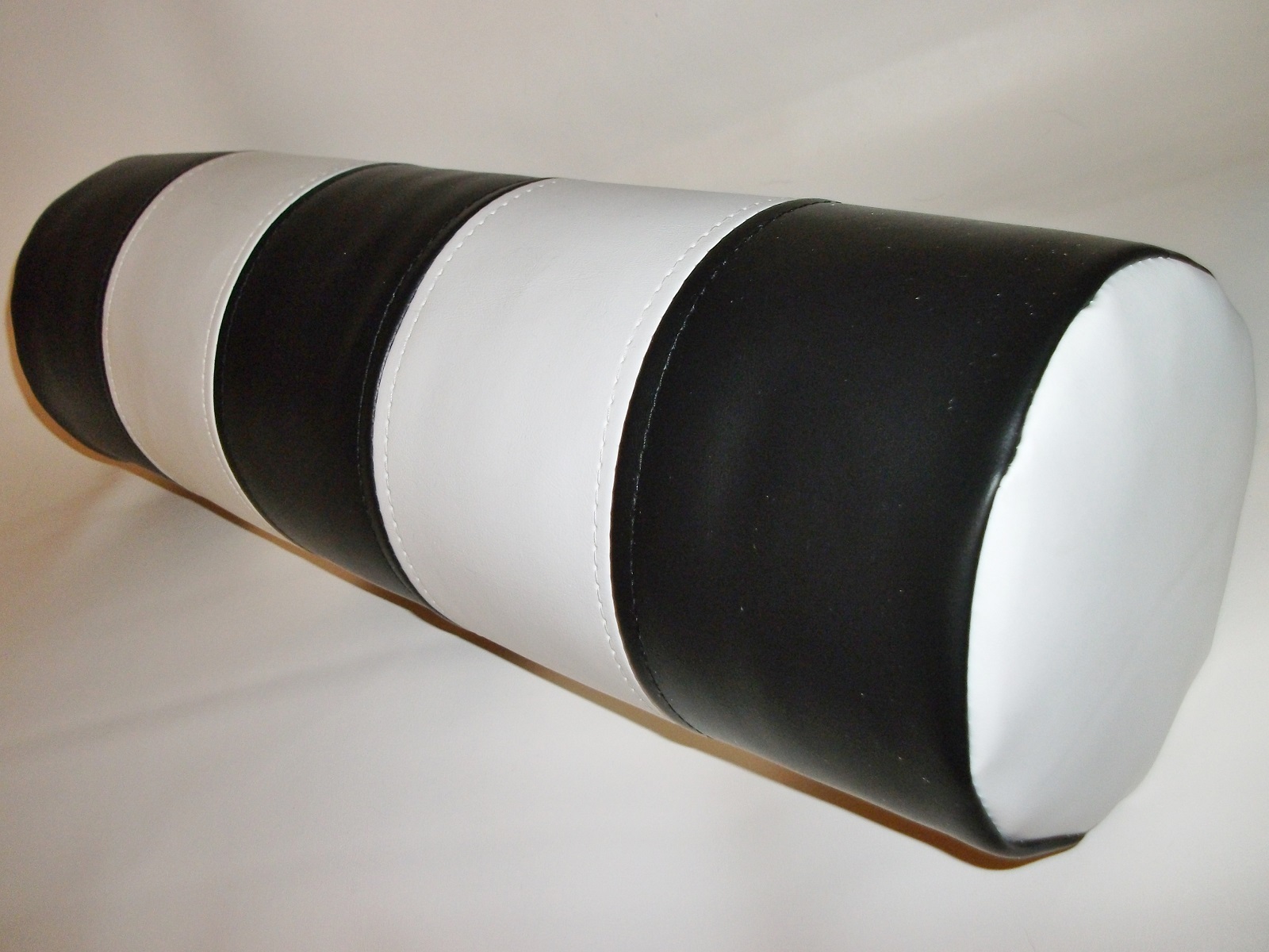 Black & White Stripes Faux Leather Bolster Cushion with Cushion Filler