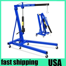 2 Ton Folding Engine Hoist Cherry Picker Crane 6 Caster Wheels Heavy Duty Steel