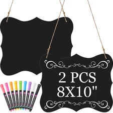 2 Pcs 8 x 10 Large Acrylic Chalkboard Hanging Sign with Chalk Markers Chalk B...