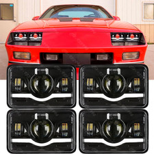 4pcs 4x6 Led Headlights Hilo Drl Fit For Chevrolet Camaro Iroc-z Z28 1982-1992