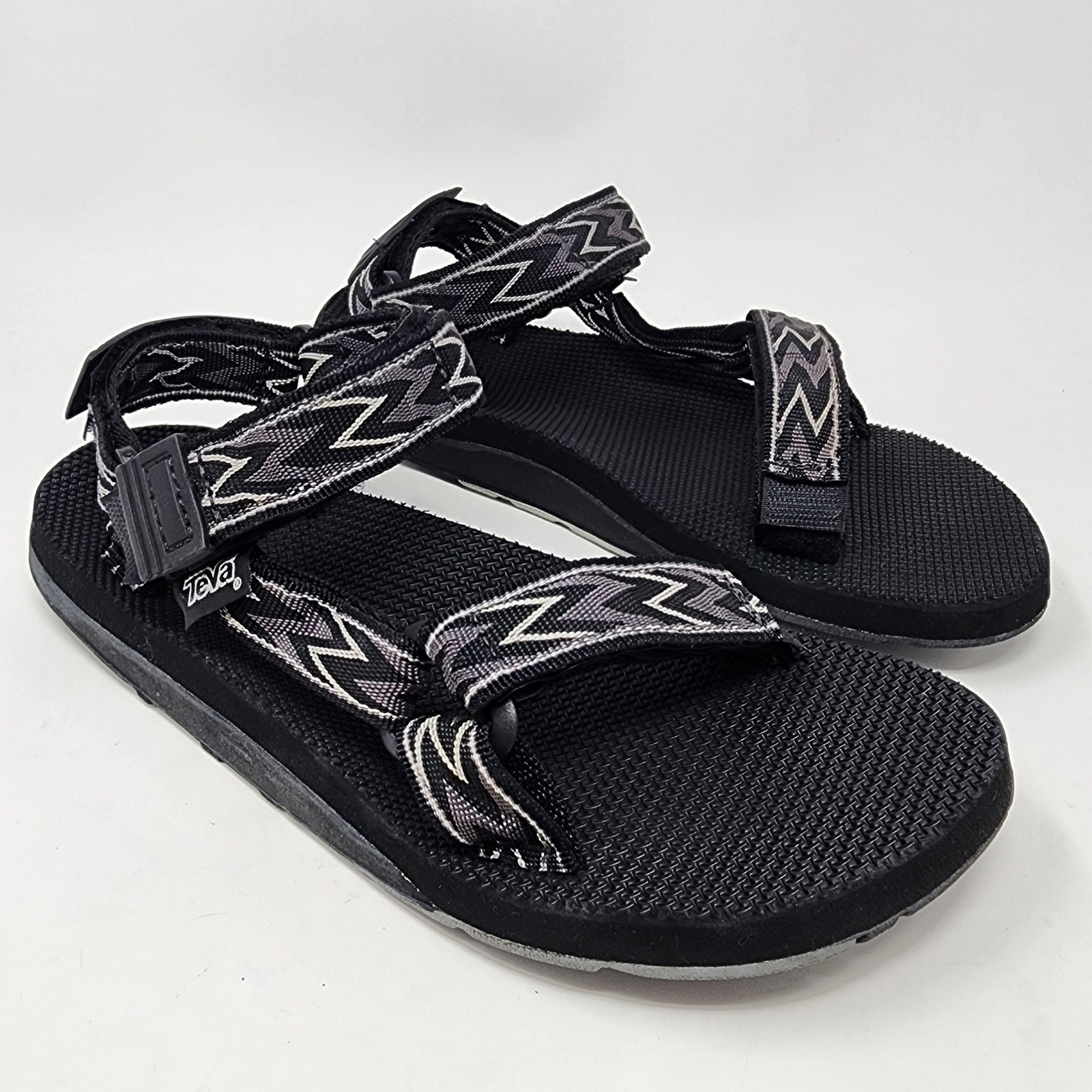Vintage Teva Sandals Men’s 13 USA Made Black Gray Pattern Strappy Hiking Trails Teva Strappy Hiking Black Hook And Loop Flats | Mercari main image 2