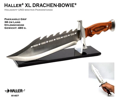 Haller® Bowie Jagd Messer 81407 | 38cm XL | Pakkaholz | Parierstange +Scheide