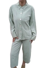 Linden hill 100% Silk, Light Green, S/M Pants And Shirt Two~Piece