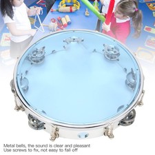 MBAT 10 Inch Adjustable Tambourine ABS Metal Jingles Hand Drum with Tuning Key
