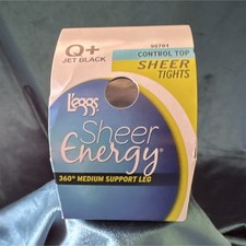 L'eggs Sheer Energy Control Top Tights Jet Black Q Medium Support 30D ONE PAIR