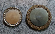 2 Vintage Celluloid & Metal Buttons FANCY BORDERS
