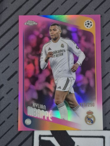Kylian Mbappe 2025 Topps Chrome UEFA CC #112 Pink Refractor #'d/250