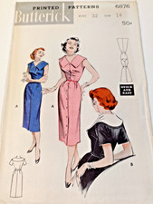 Butterick 6876 Slim Dress Sewing Pattern Ladies 14 VTG 50's UC Button Front Easy