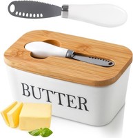 Butterdose Mit Holzdeckel,Mit Multifunktionales Buttermesser,Butterschale