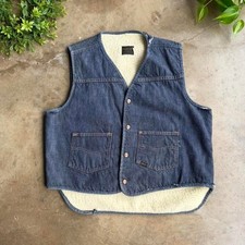 Vintage 70s RoeBuck's denim vest with Sherpa lining Mens M
