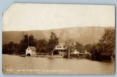 #ad 1913 Water Edge Villa Greenwood Lake New York NY RPPC Photo Antique Postcard $19.47