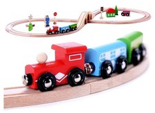 Wooden Train Track Set for Toddlers 30 Pcs Magnetic Double Sided Cubbie Lee