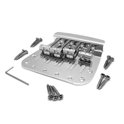 4-String Bass Bridge T-Shape Silber   98x95mm   17,5mm Saitenabstand   Neu