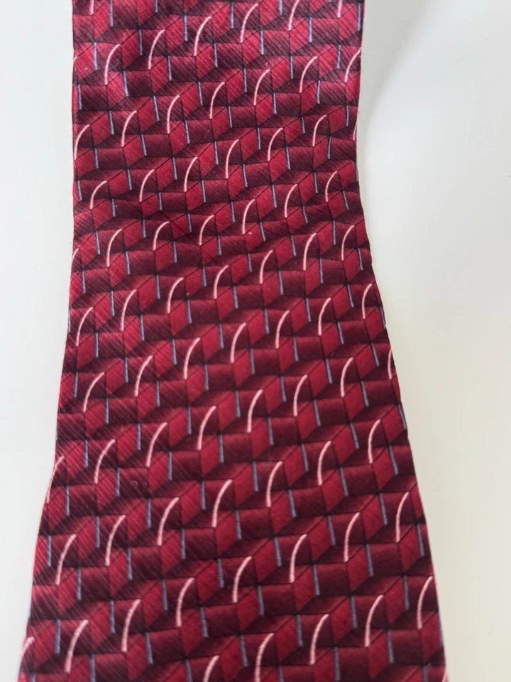 Stafford Men's 100% Silk Knit Geometric Neck Tie Burgundy - Image 2 of 3