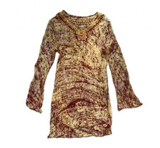 Sheer Boho Short Summer Dress with Flared Sleeves, Woman's Size 8