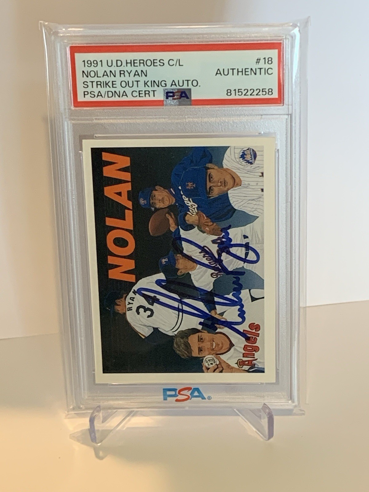 1991 Upper Deck Baseball Heroes Nolan Ryan #18 Auto PSA Authentic